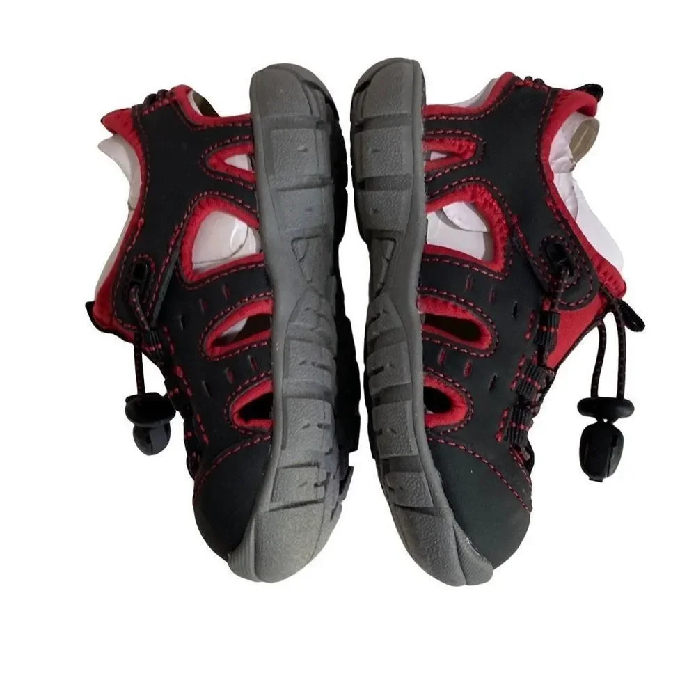 New Jumping Beans Toddler Black‎ and Red Water Friendly Sandals Size 8T